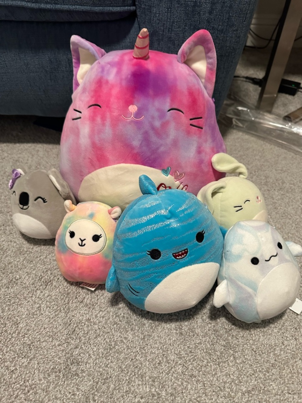 Squishmallows Plush Bundle - Multicolor Unicorn Cat + Sea Friends